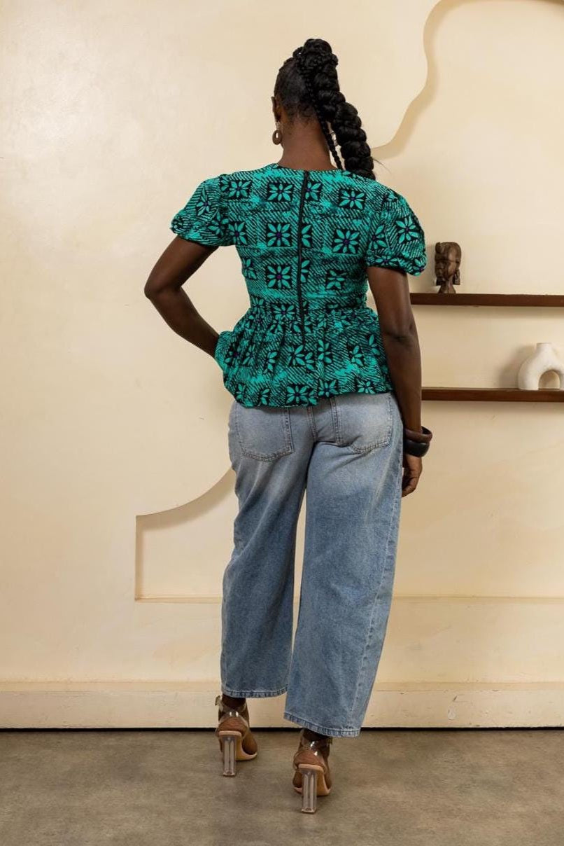 TAJI Ankara Peplum Top — Naborhi African print collection