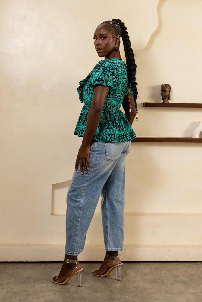 TAJI Ankara Peplum Top — made to order African print top | Naborhi