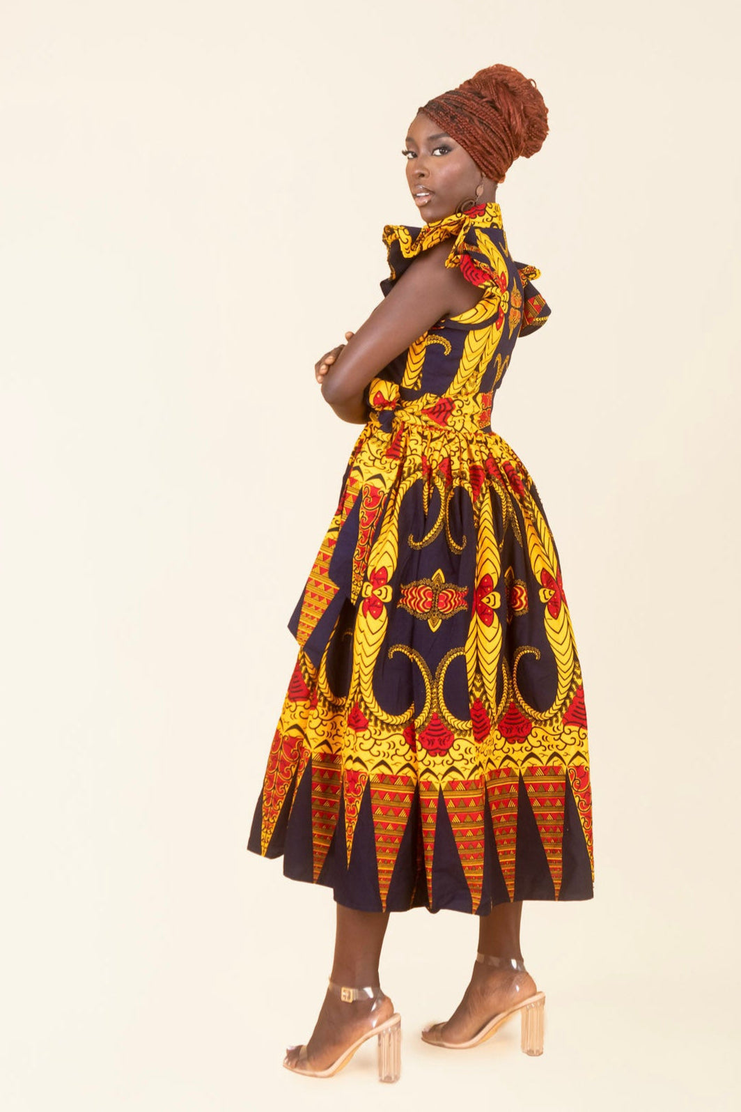 KENNA – Ankara African Print Shirt Dress Midi Length