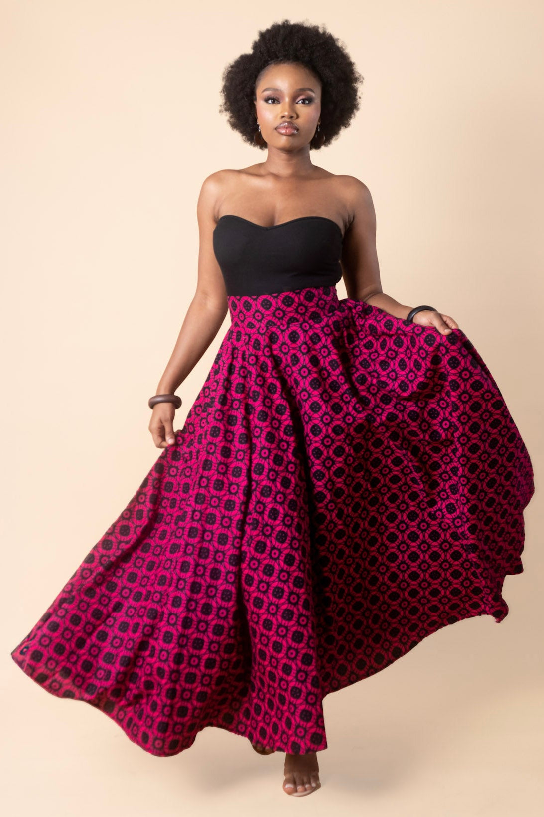 KEYAH – Ankara African Print Maxi Flared Skirt