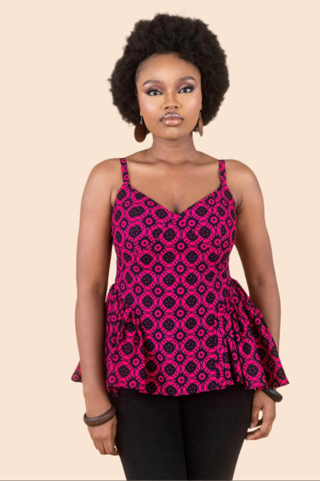 KEYAH – Ankara African Print Strappy Top With Side Gathers