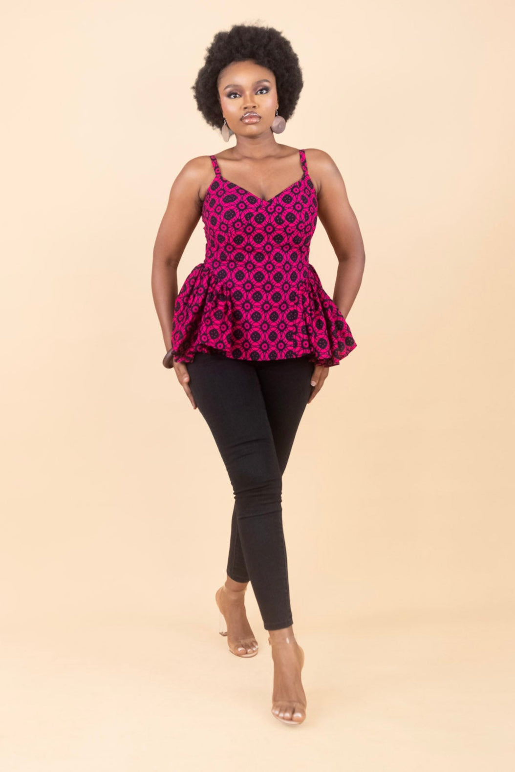 KEYAH – Ankara African Print Strappy Top With Side Gathers