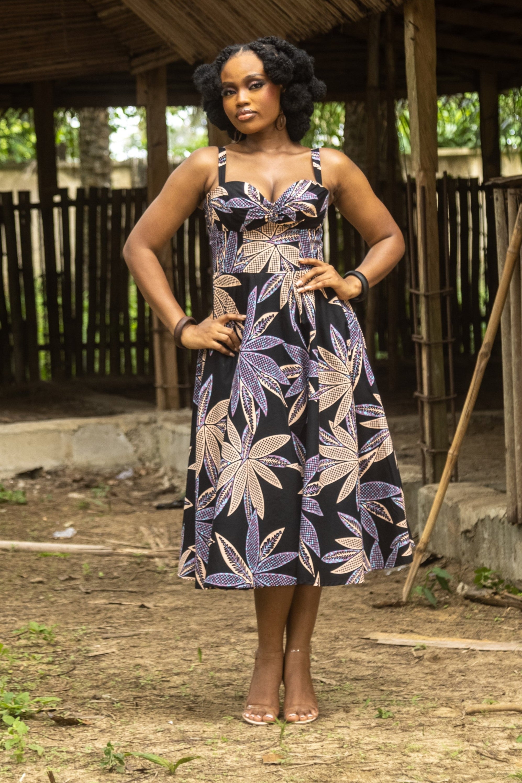 MBALI – Ankara African Print Flared Midi Dress
