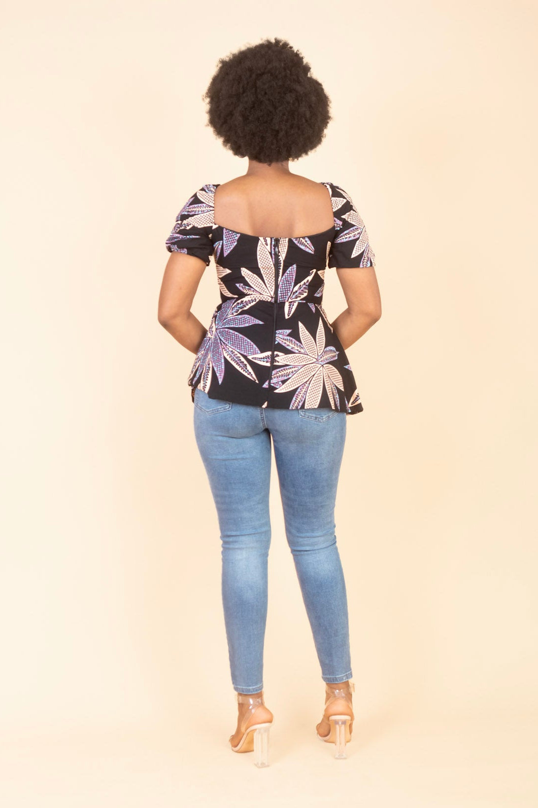 MBALI – Ankara African Print Short Sleeve Peplum Top