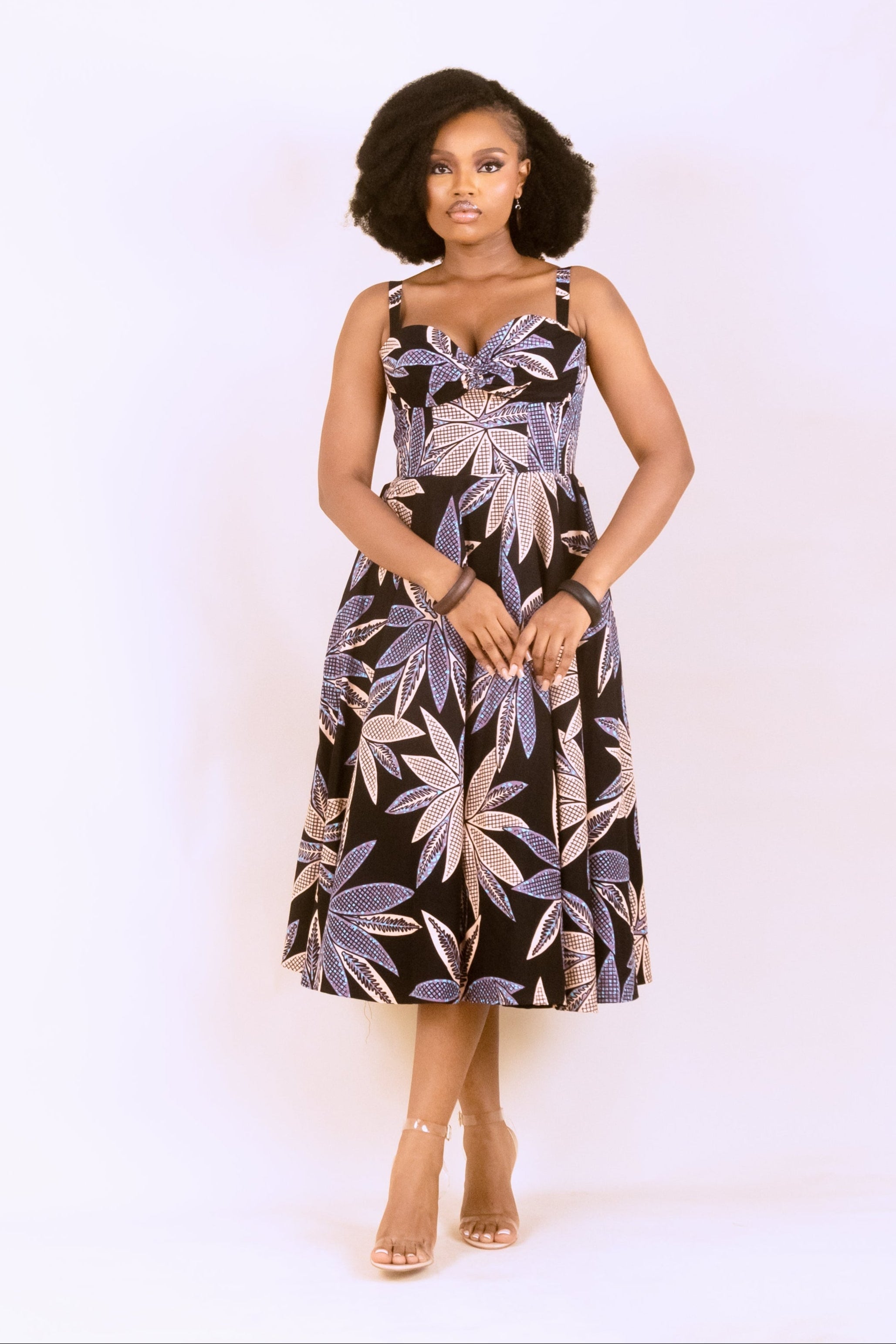MBALI – Ankara African Print Flared Midi Dress