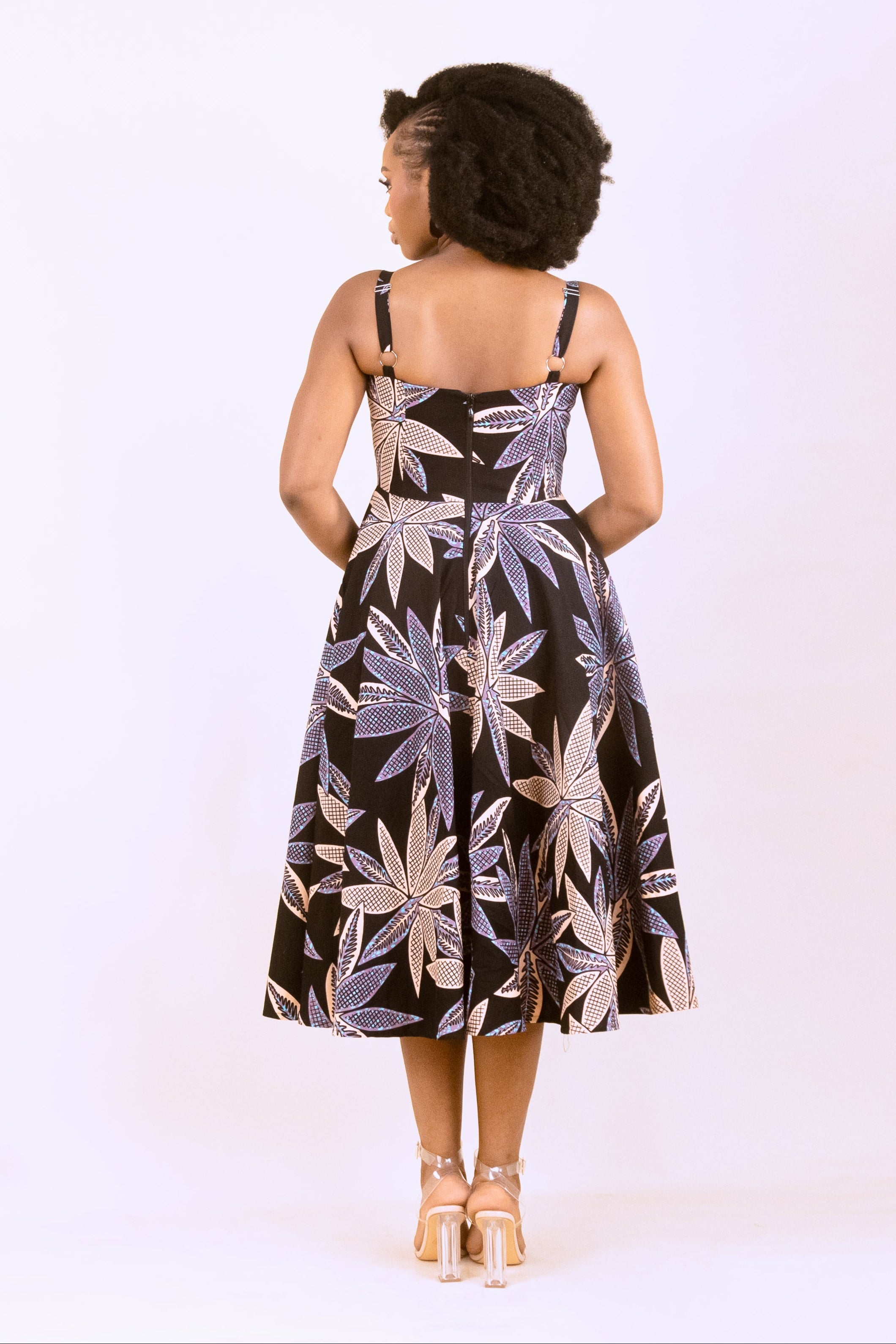 MBALI – Ankara African Print Flared Midi Dress