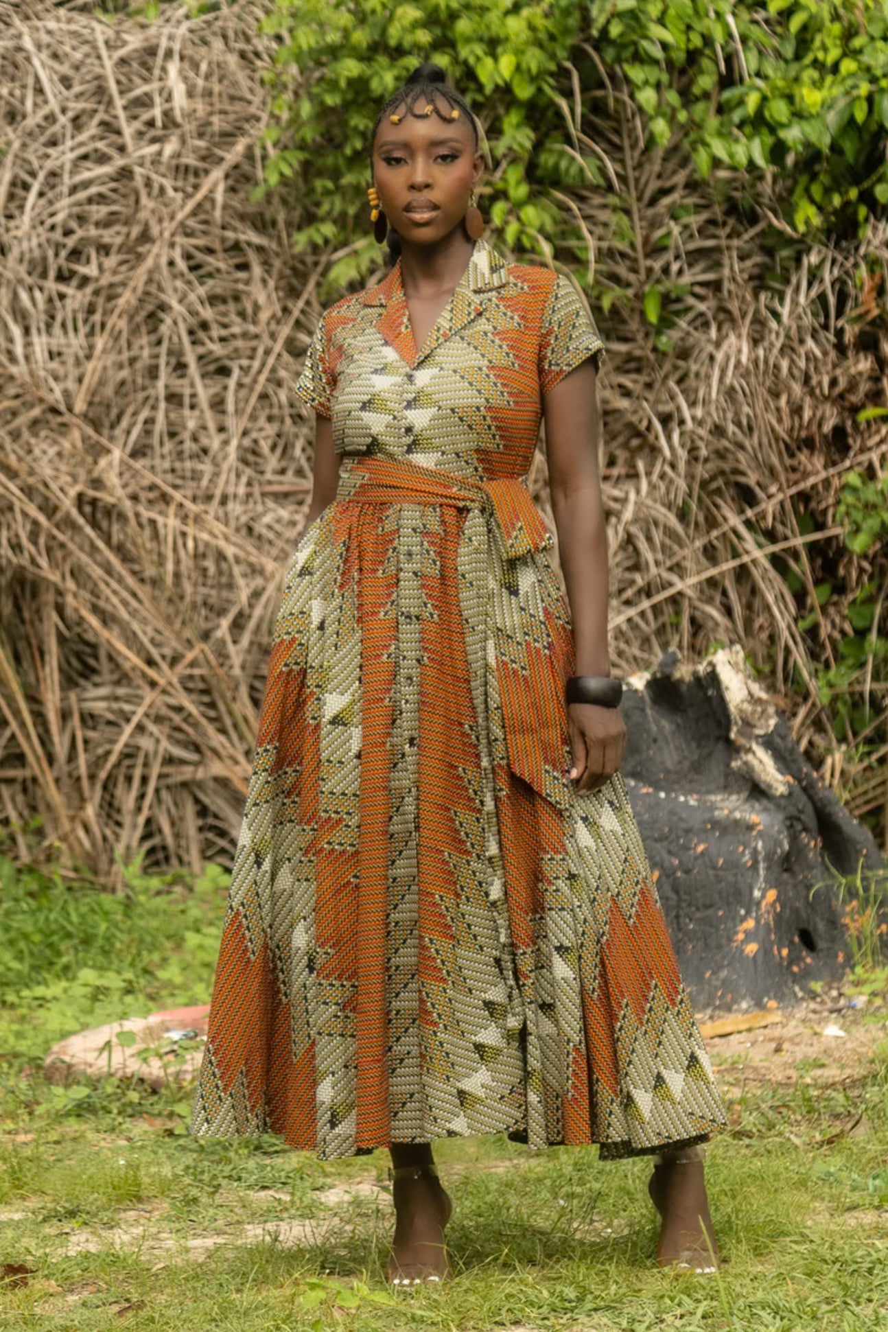 DELE – Ankara African Print Maxi Shirt Dress
