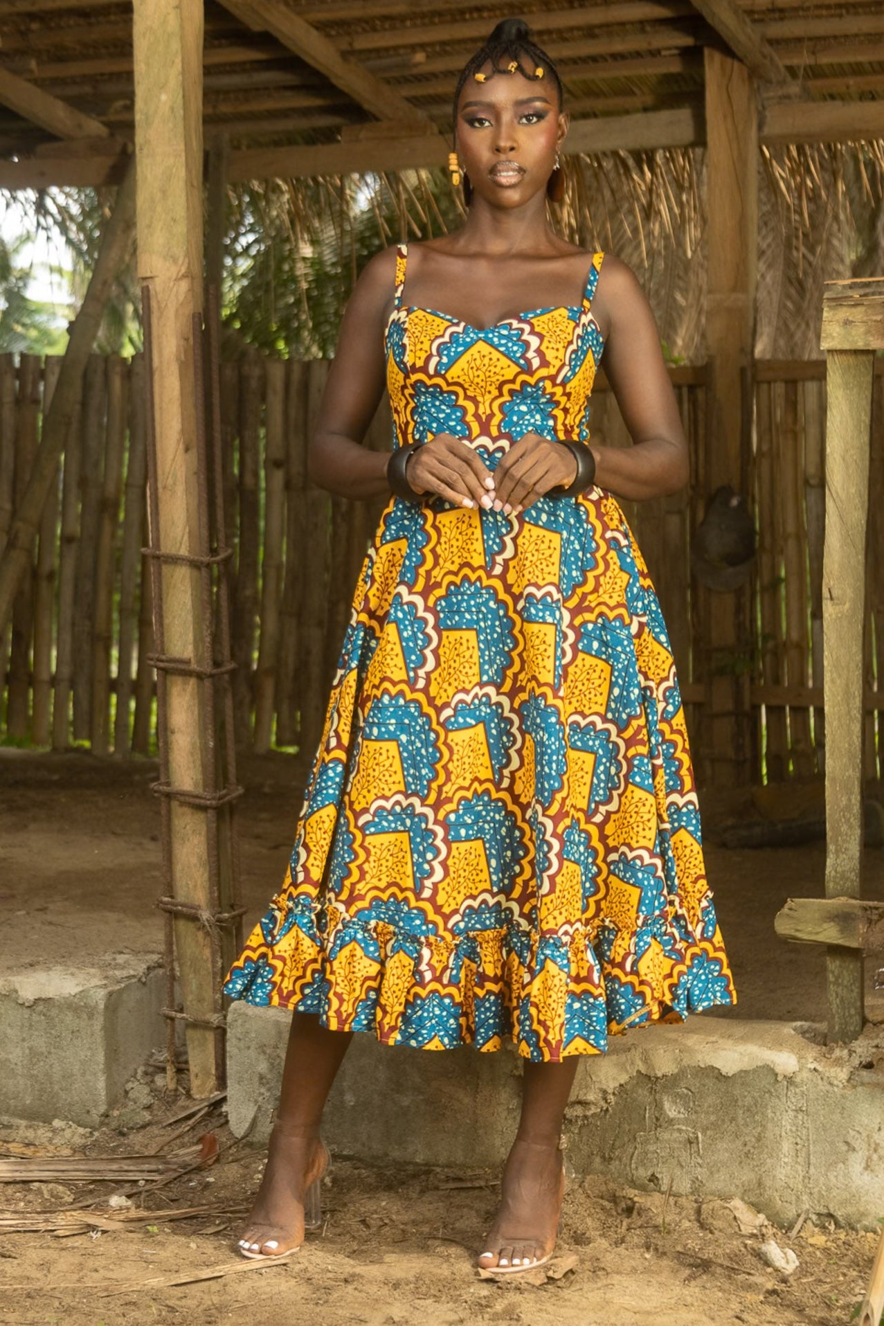 EREBI – Ankara African Print Midi Summer Dress