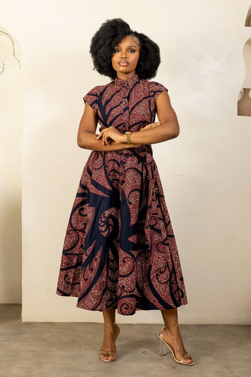 KERHI Ankara Midi Shirt Dress - Women
