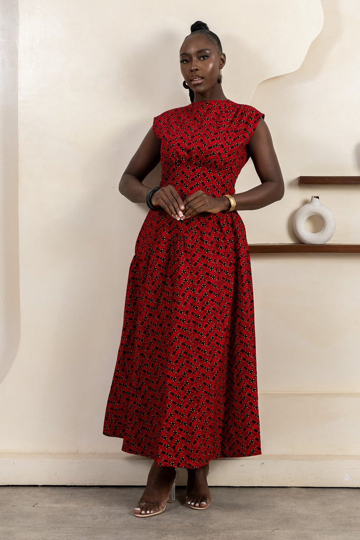 SAWA Ankara Midi Dress - Women
