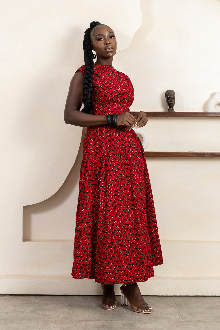 SAWA Ankara Midi Dress - Women