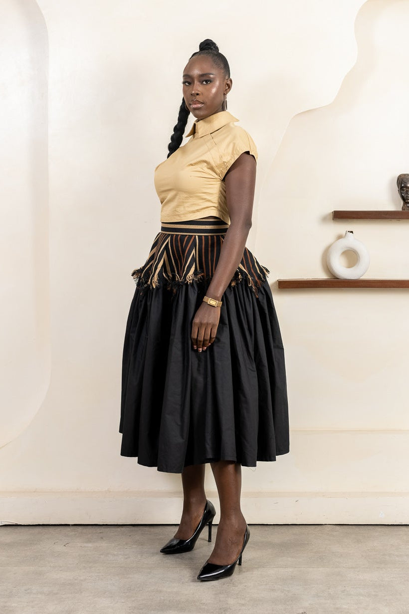 LAYO Ankara Aso Oke Midi Skirt - Women