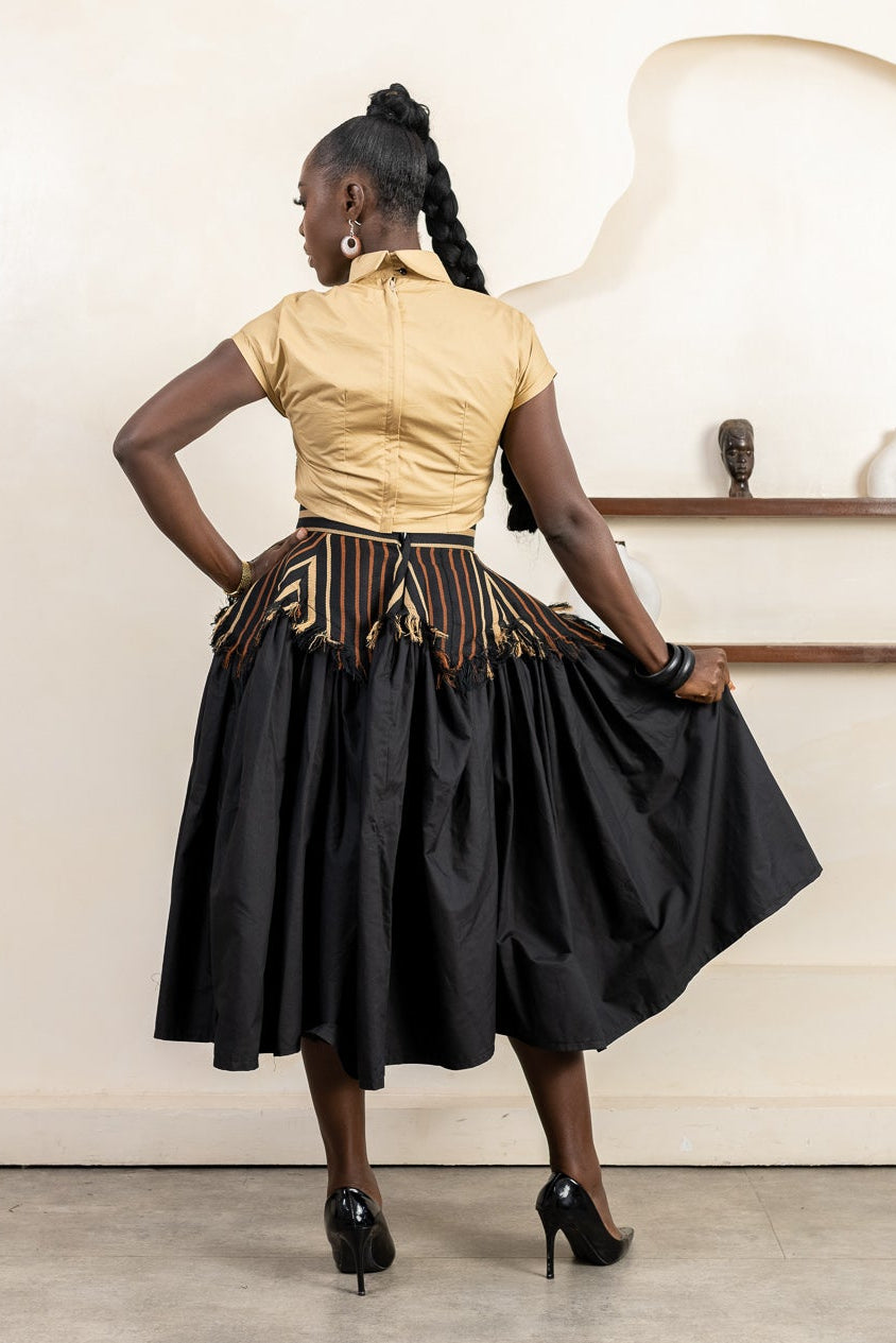 LAYO Ankara Aso Oke Midi Skirt - Women