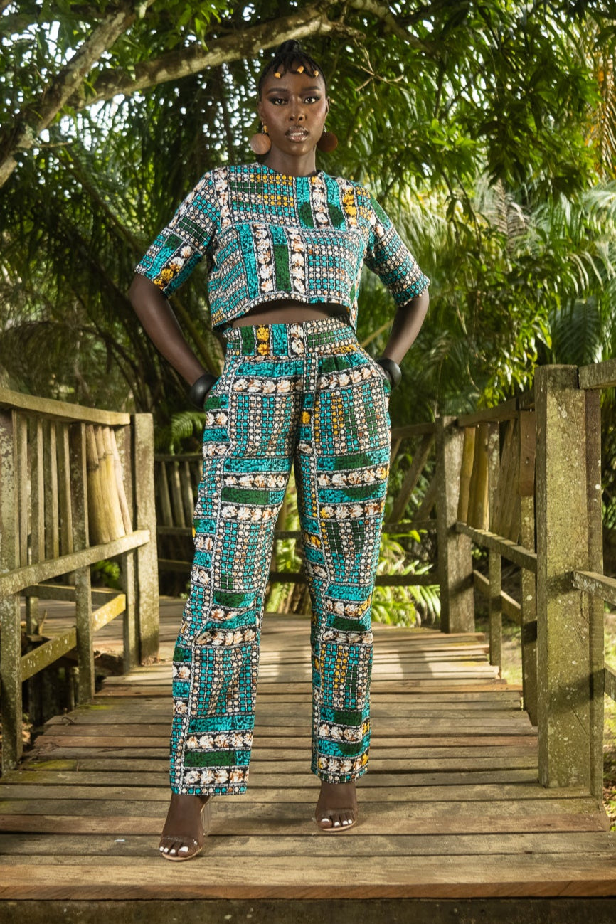 MAKEDA – Ankara African Print Wide Crop Pants