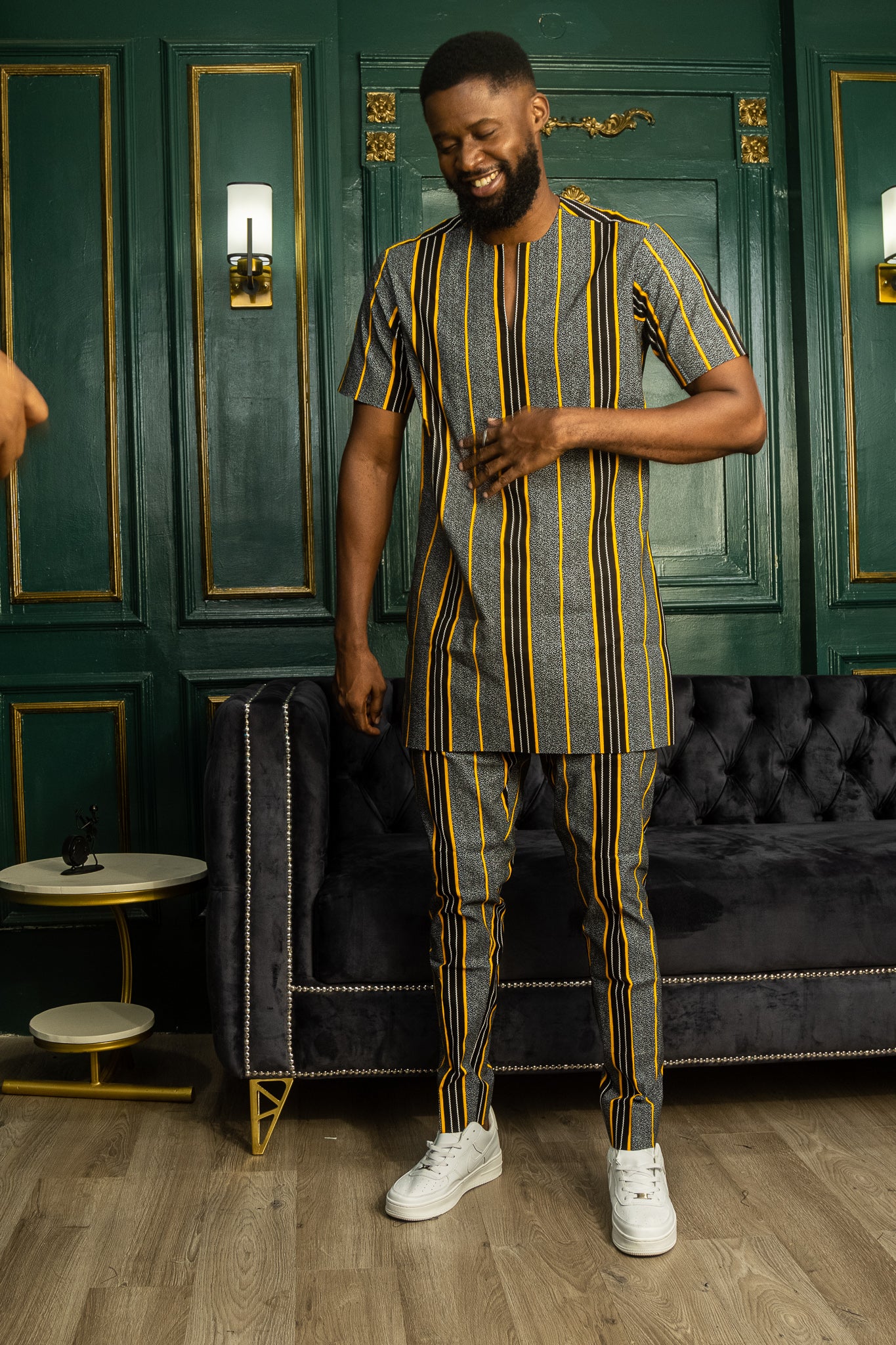 ZANO – Ankara African Print Short Sleeve Striped Suit