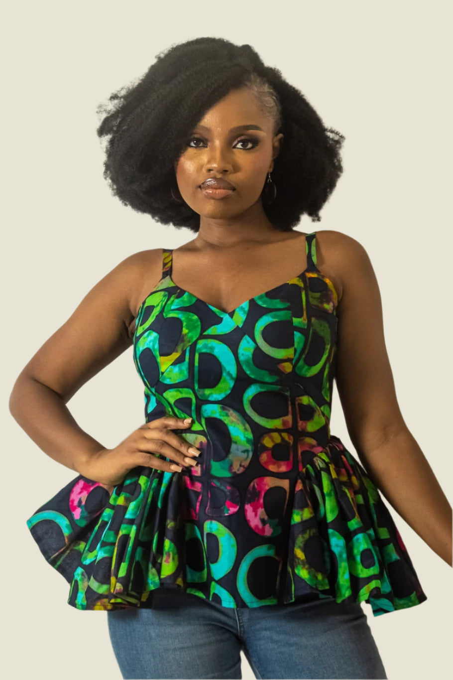 KESANDU – Ankara African Print Strappy Top With Side Gathers