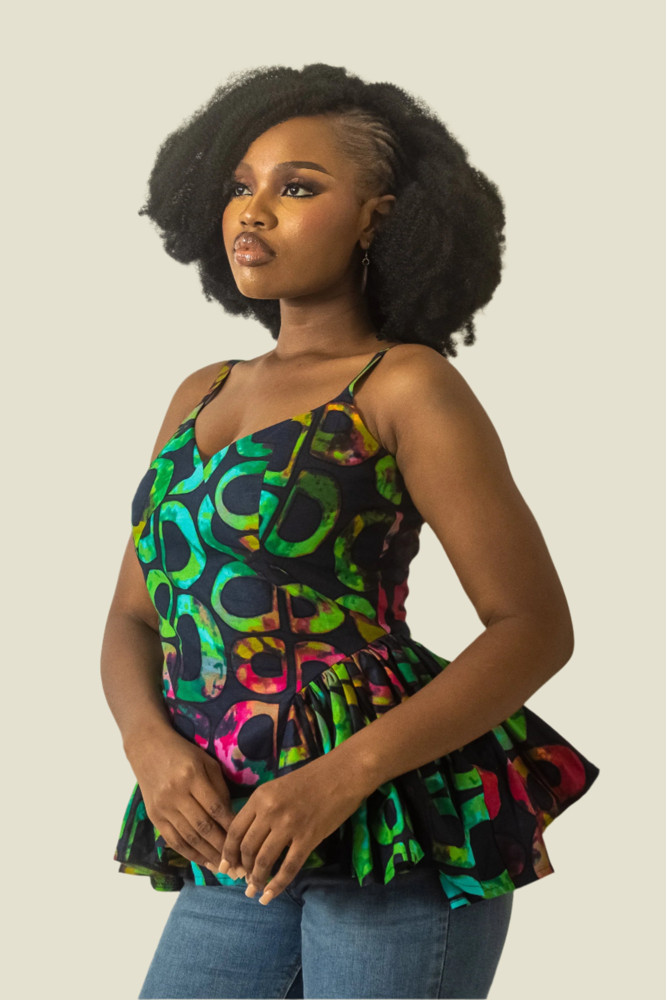KESANDU – Ankara African Print Strappy Top With Side Gathers