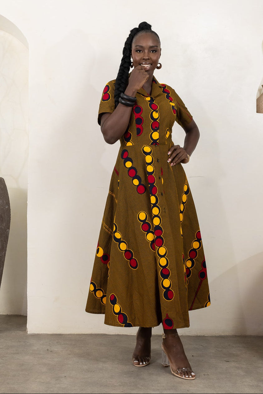 ABIYE Women’s Ankara Midi Shirt Dress 