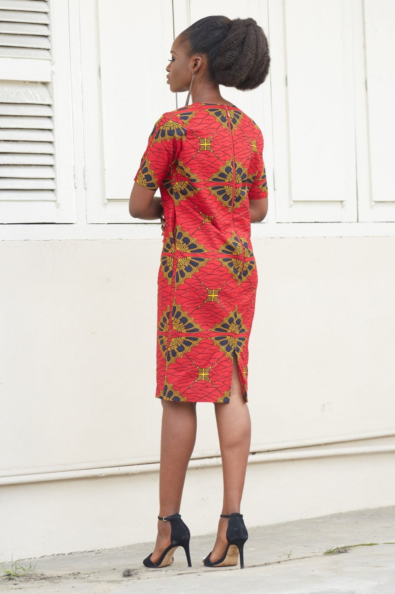 HASEENA African Print Ankara Midi Shift Dress
