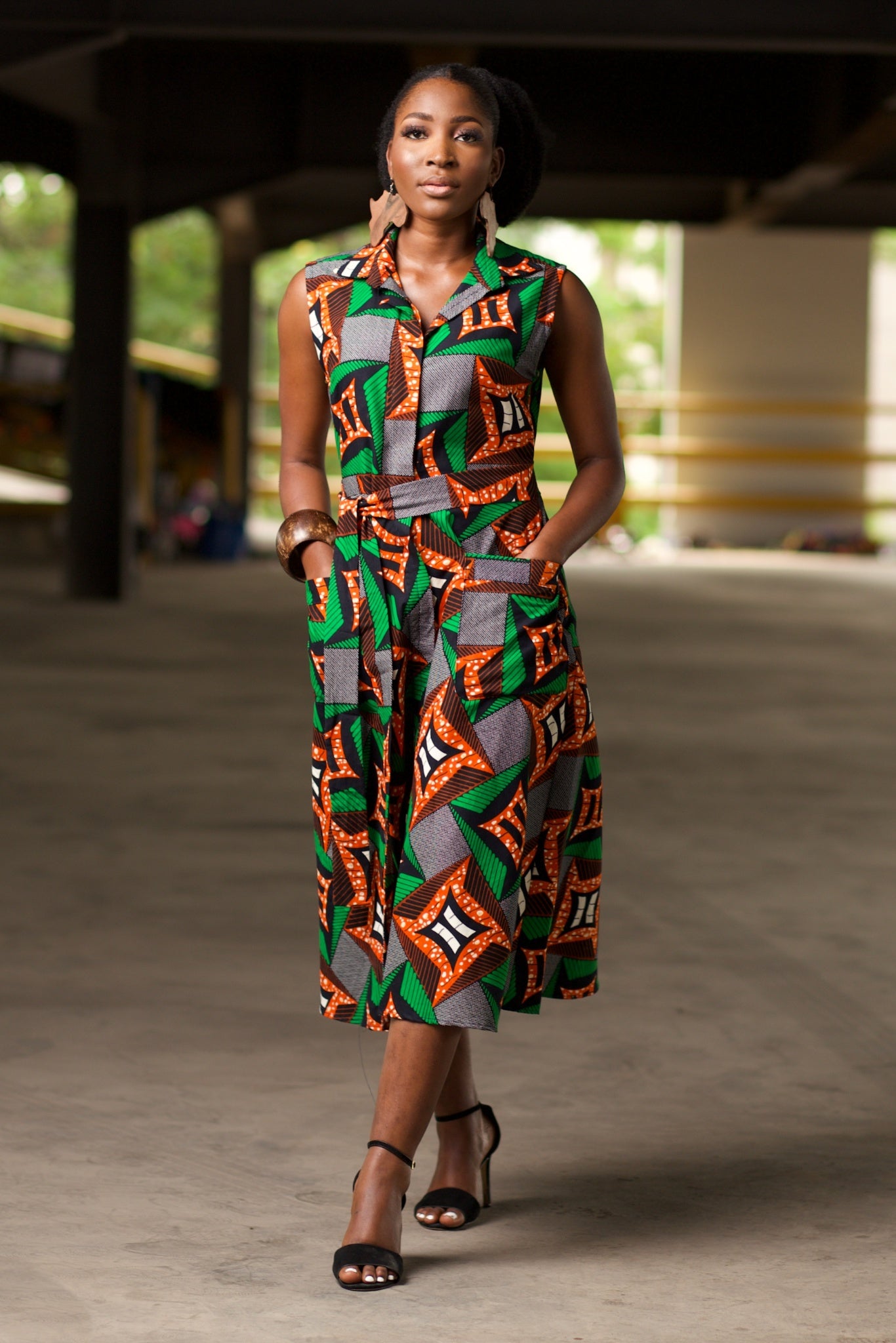 ALHERI African Print Midi Shirt Dress