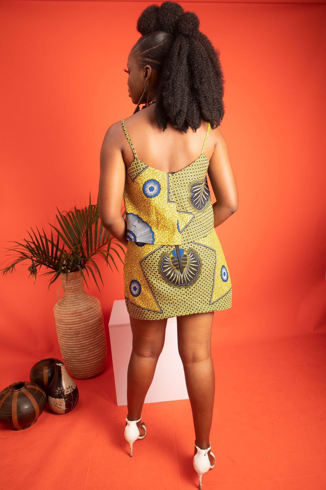 SIMI African Print Ankara Mini Skirt, Yellow