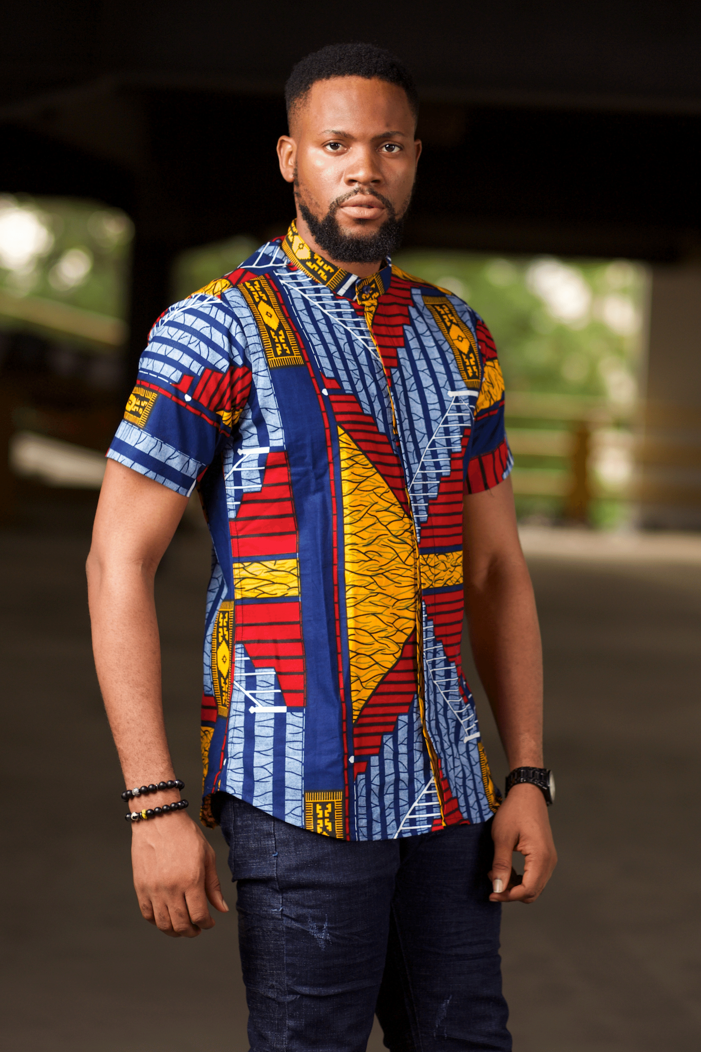MUNA African Print Ankara Shirt (Yellow, Blue, Red)