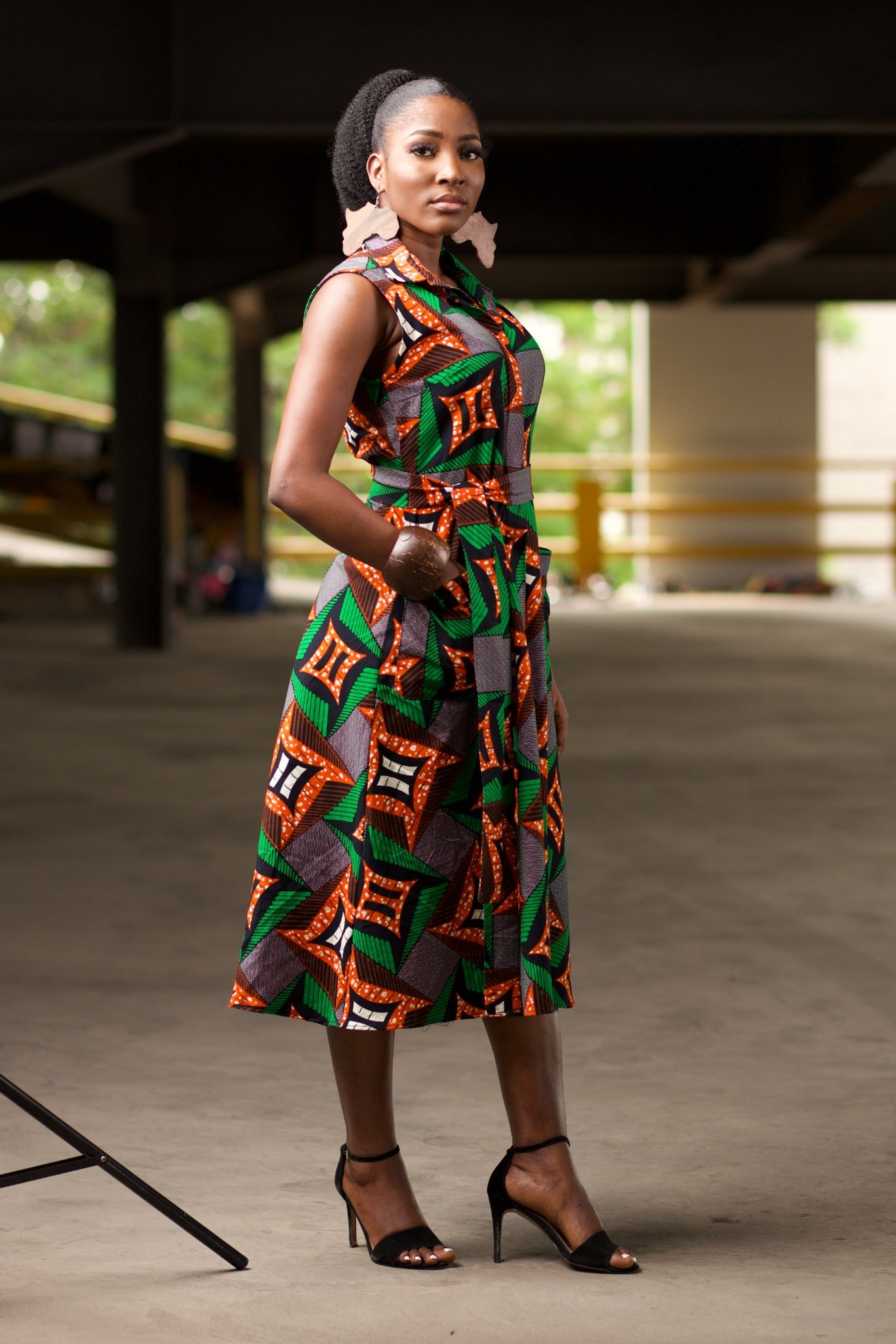 ALHERI African Print Midi Shirt Dress