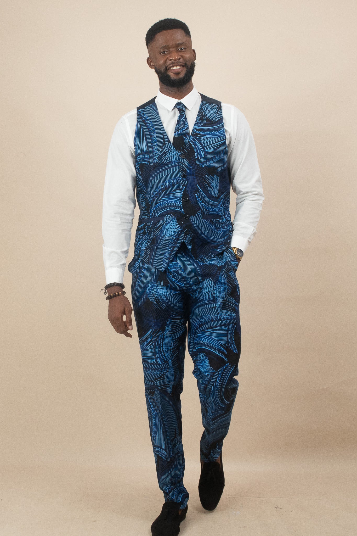 ALOHAN African Print Mens Waistcoat