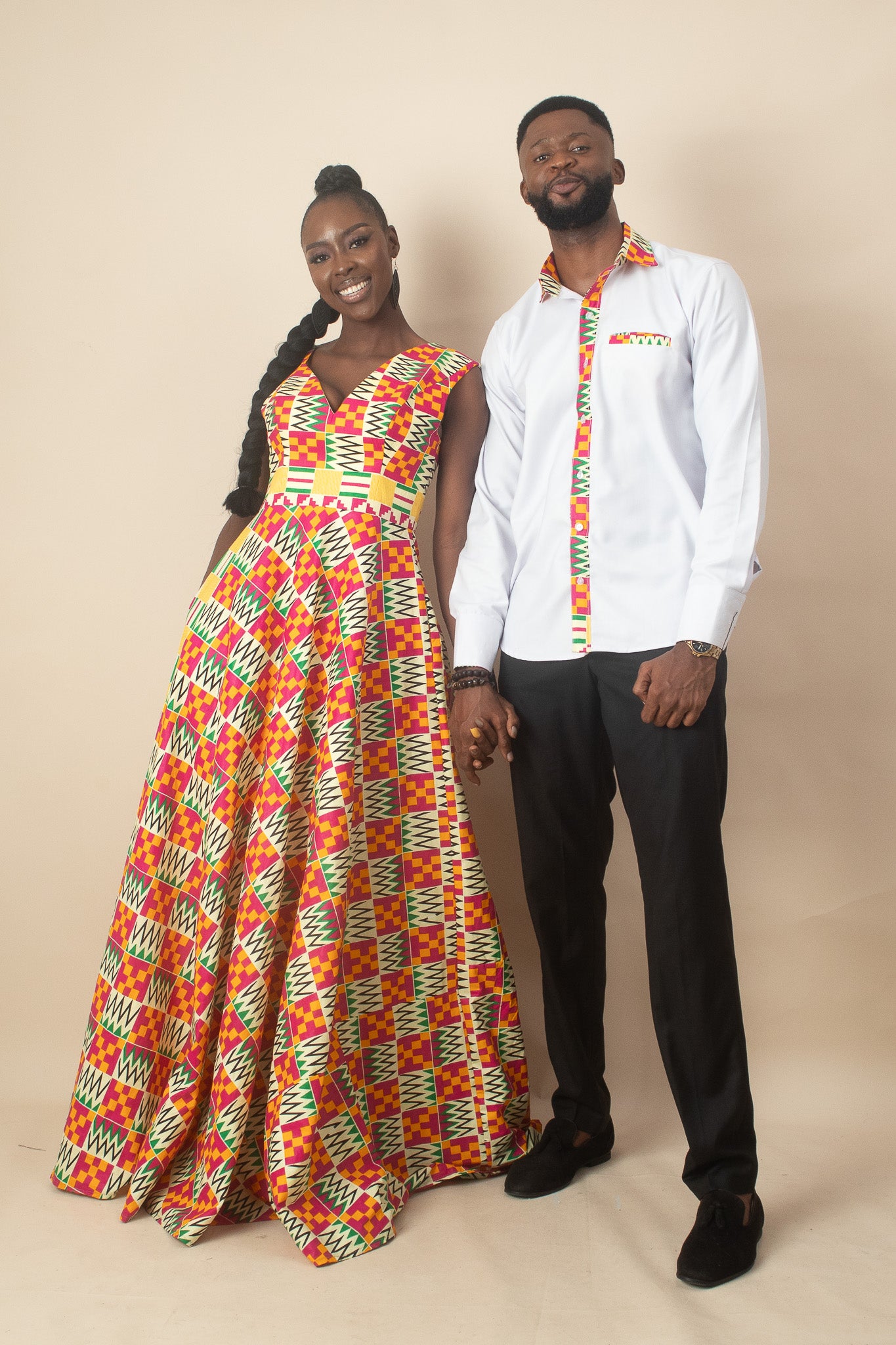 ANOKO Long Sleeve African Print Shirt