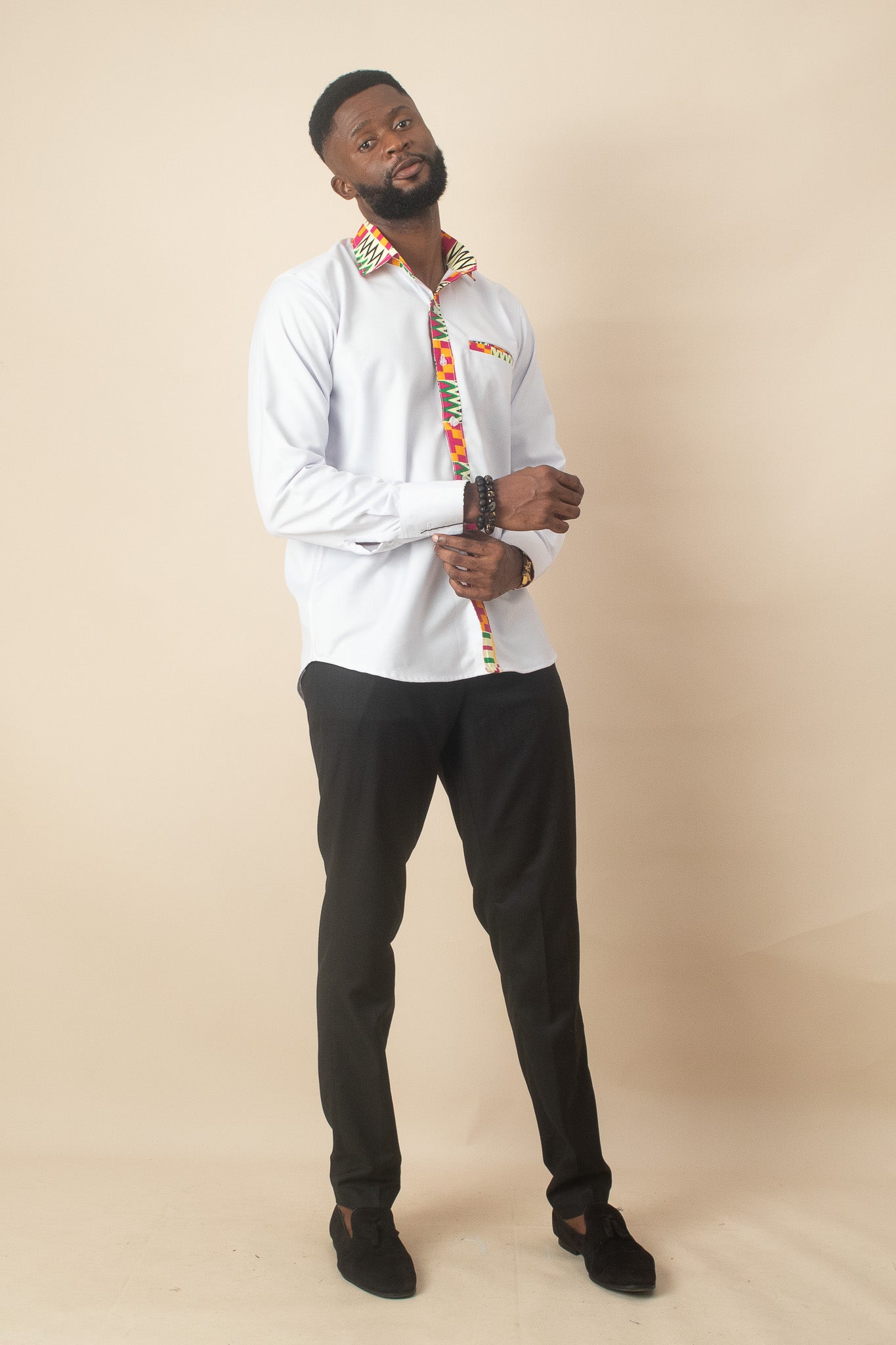 ANOKO Long Sleeve African Print Shirt