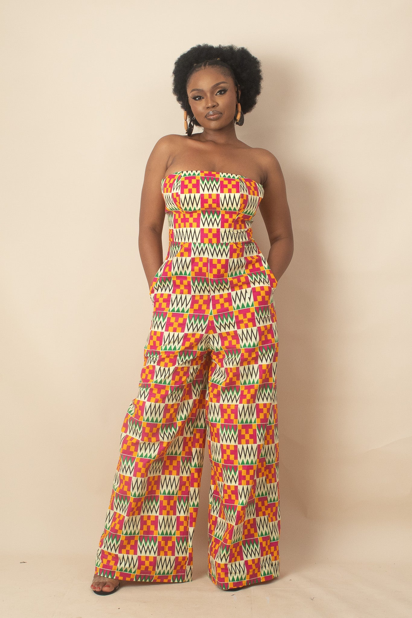ANOKO Kente Strapless Jumpsuit
