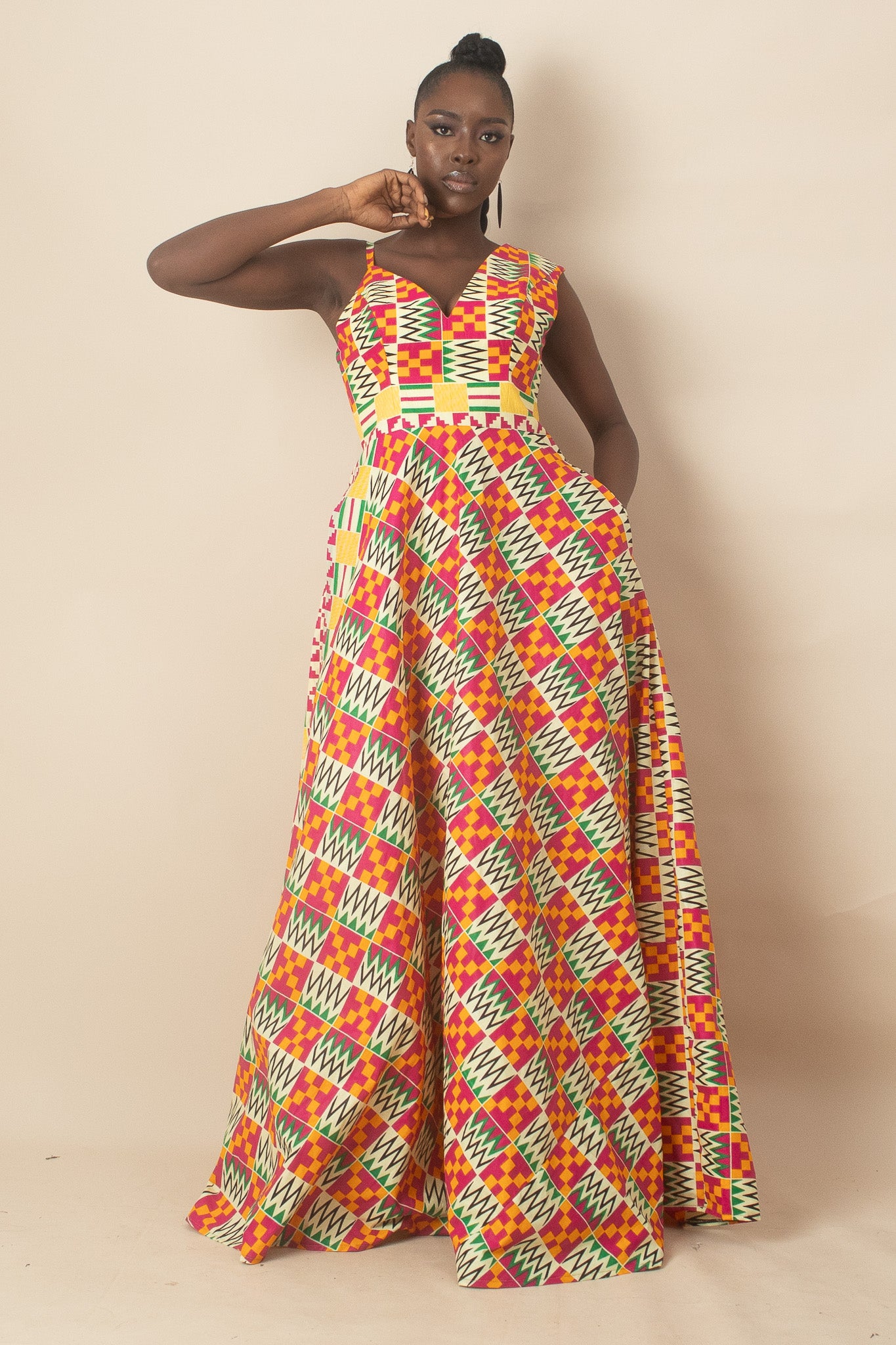 ANOKO Kente African Print Maxi Dress