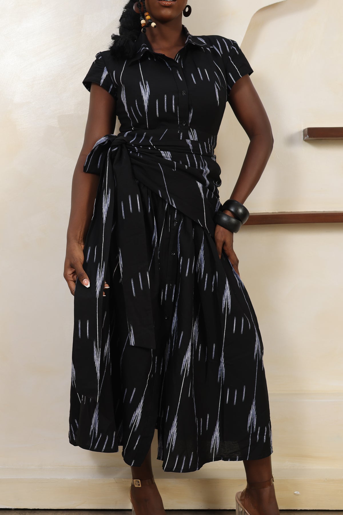 ARA Ikat Apron-Tie Shirt Dress - Women