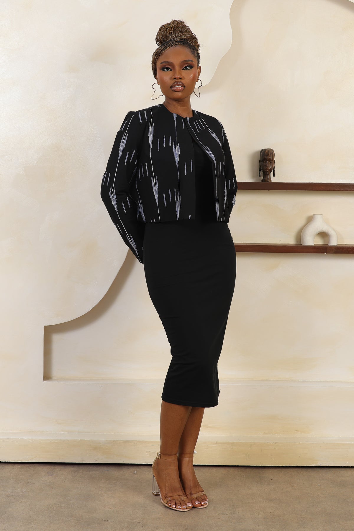 ARA Ikat Collarless Cropped Jacket - Women