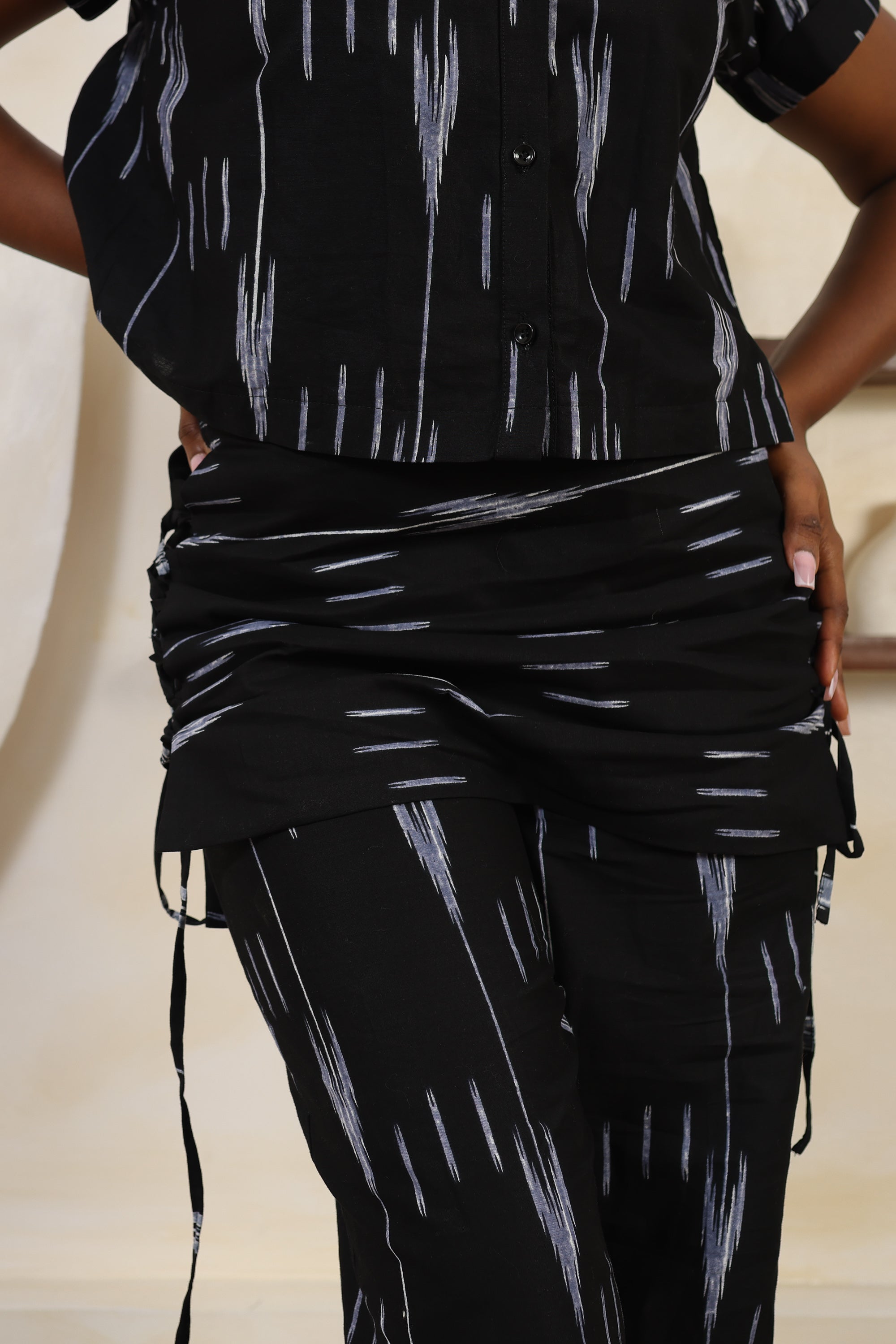ARA Ikat Apron-Overlay Palazzo Trousers - Women