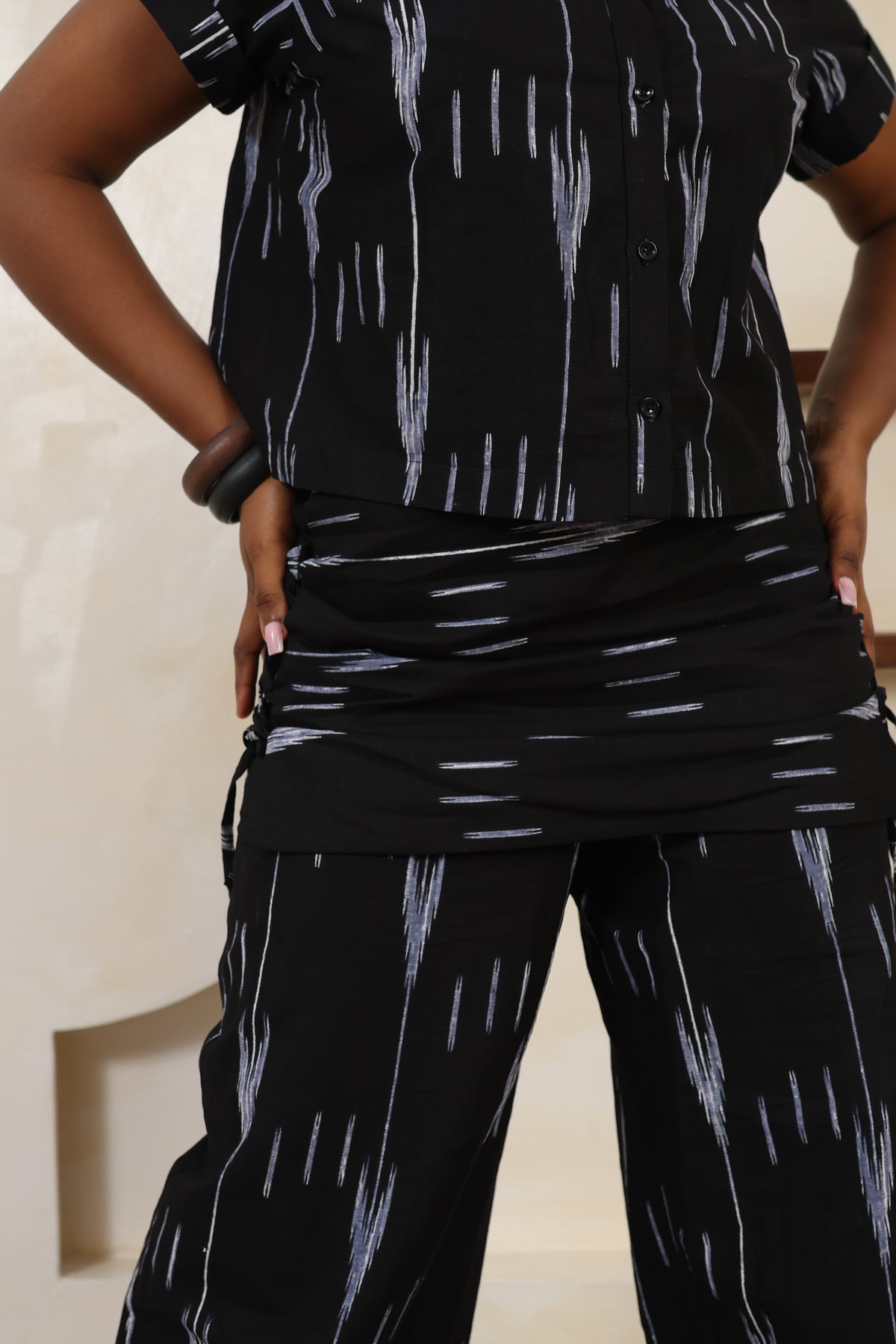 ARA Ikat Apron-Overlay Palazzo Trousers - Women