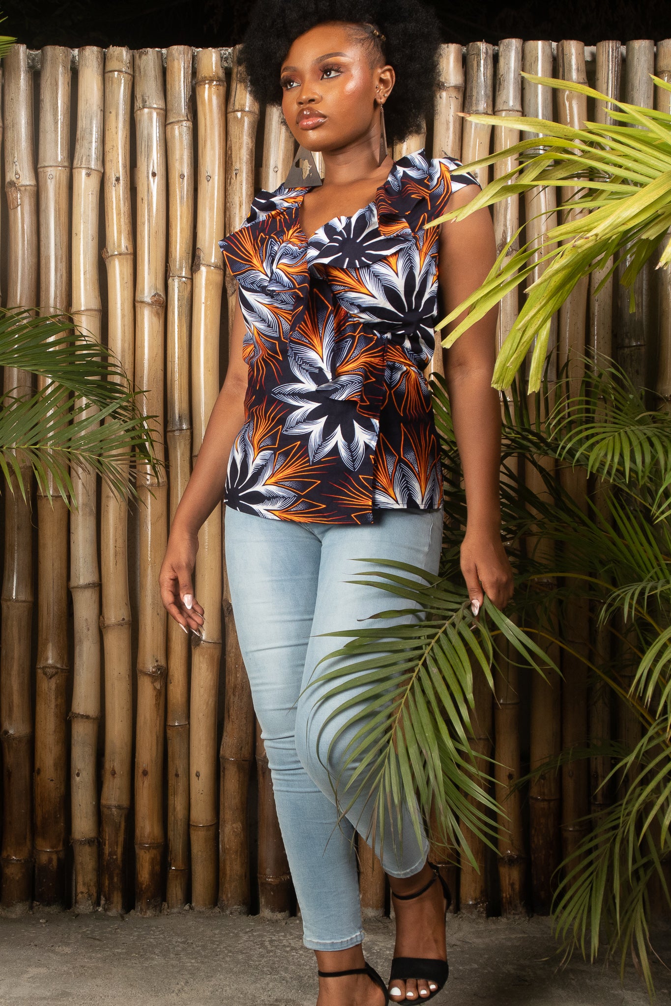 AYANNA African Print Ankara Sleeveless Wrap Top