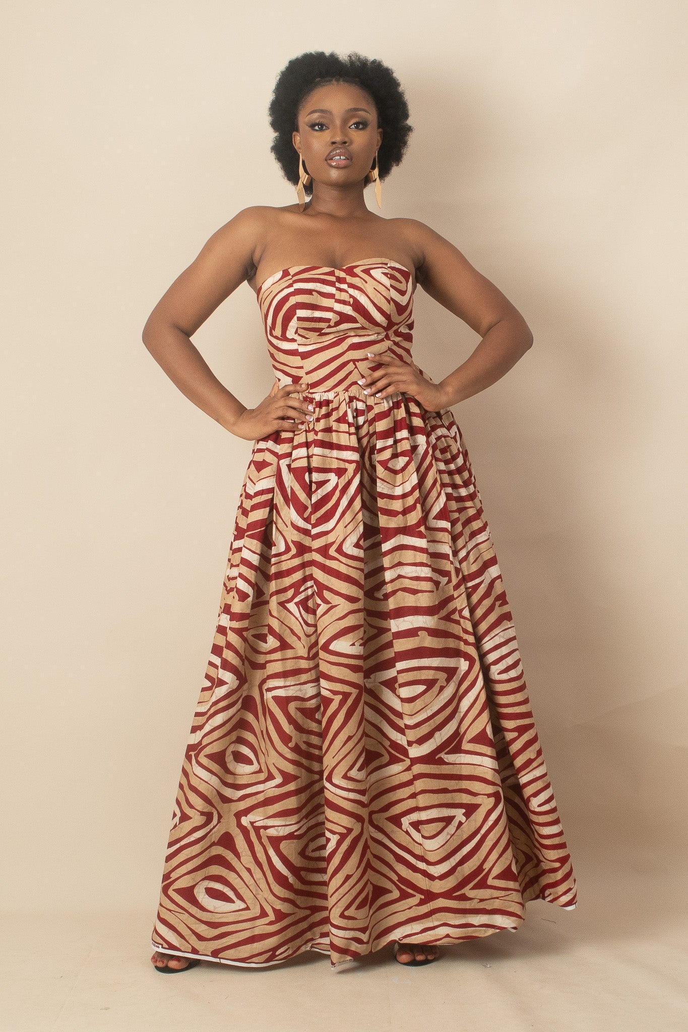 AZERE African Print Strapless Maxi Dress