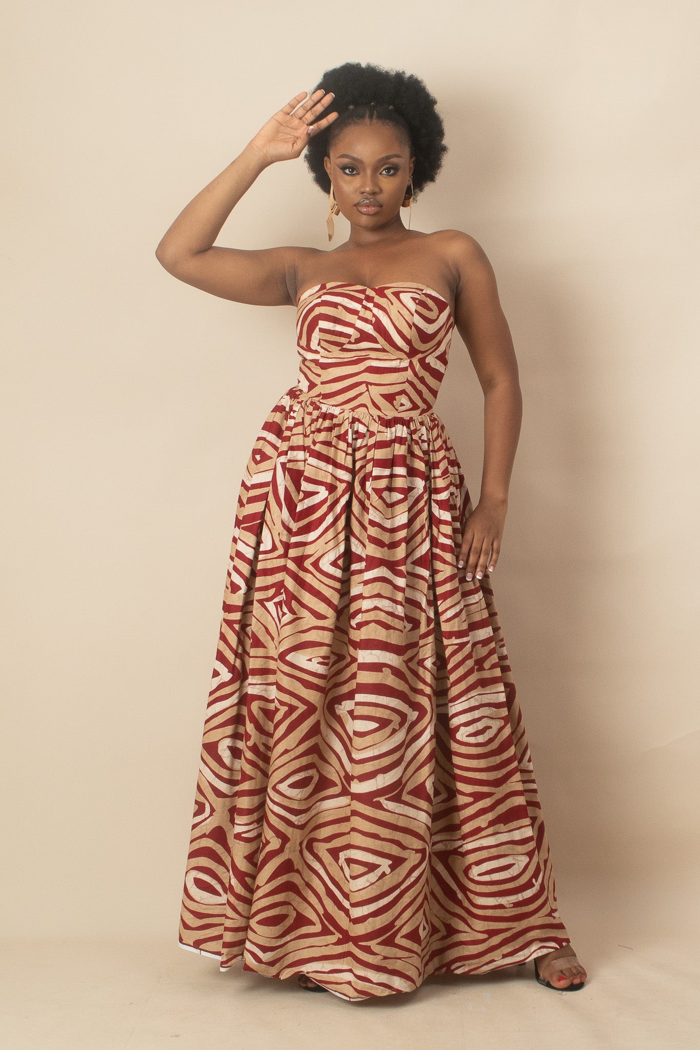 AZERE African Print Strapless Maxi Dress