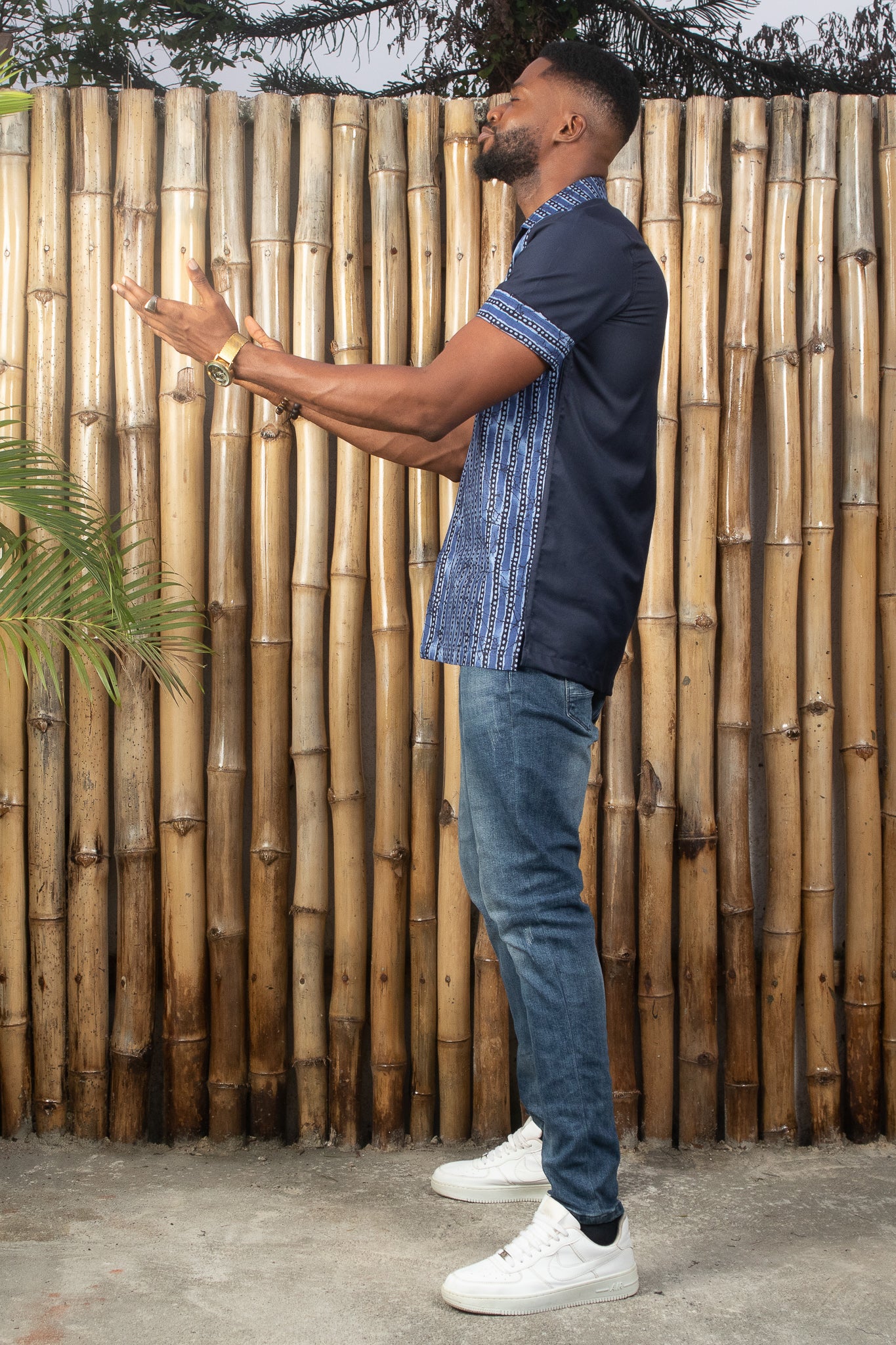 AZI African Print Ankara Shirt, Blue