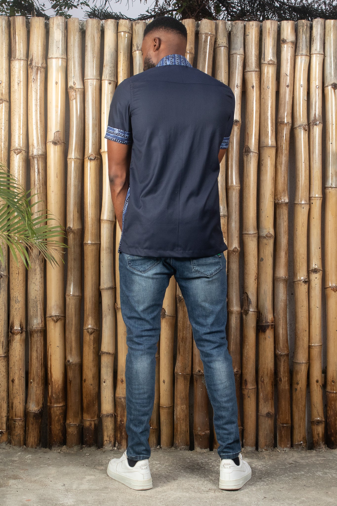 AZI African Print Ankara Shirt, Blue