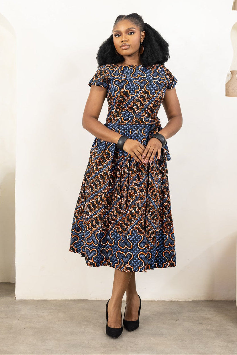 ELEMMA Ankara Midi Dress | Bold African Print for Women