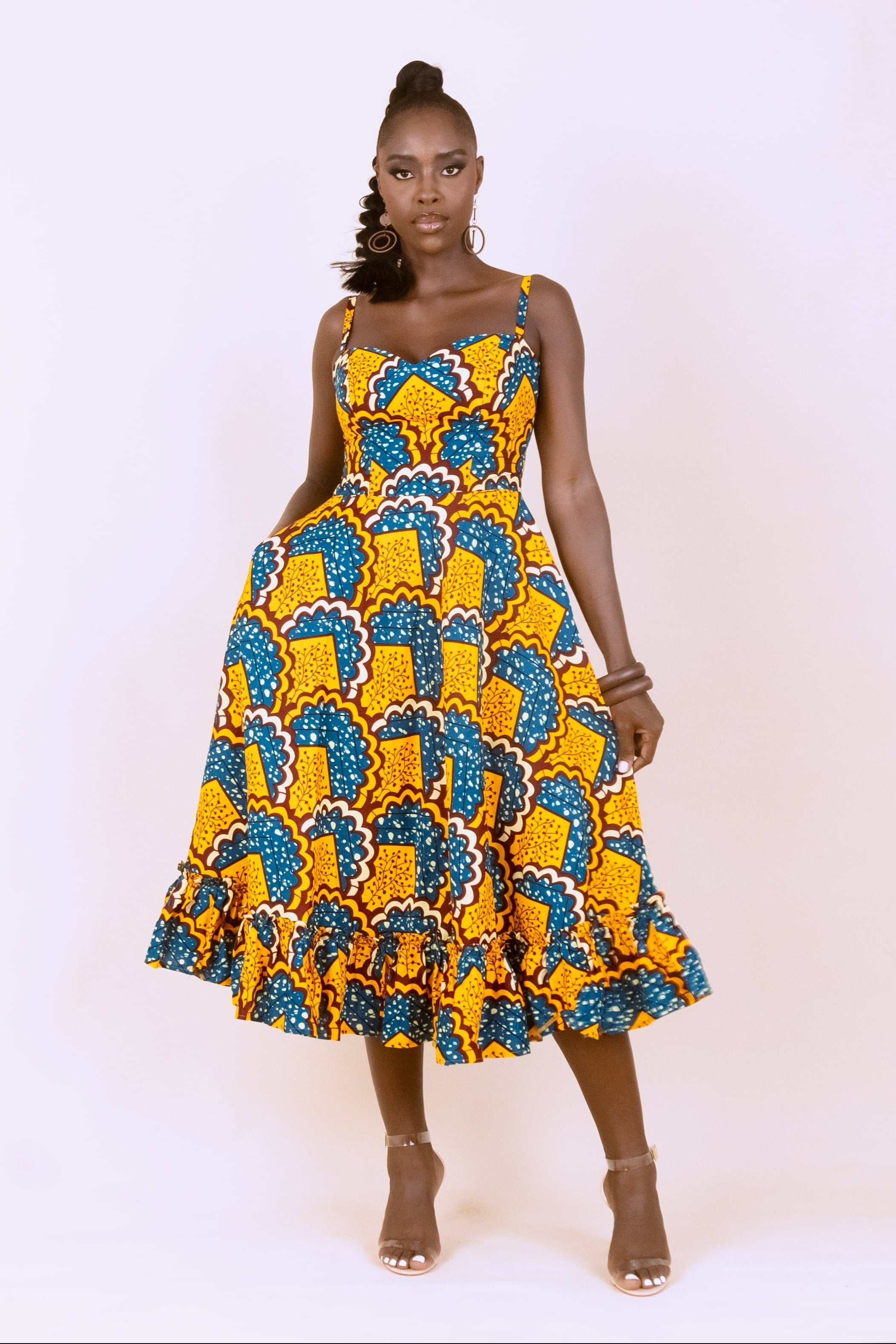 EREBI – Ankara African Print Midi Summer Dress