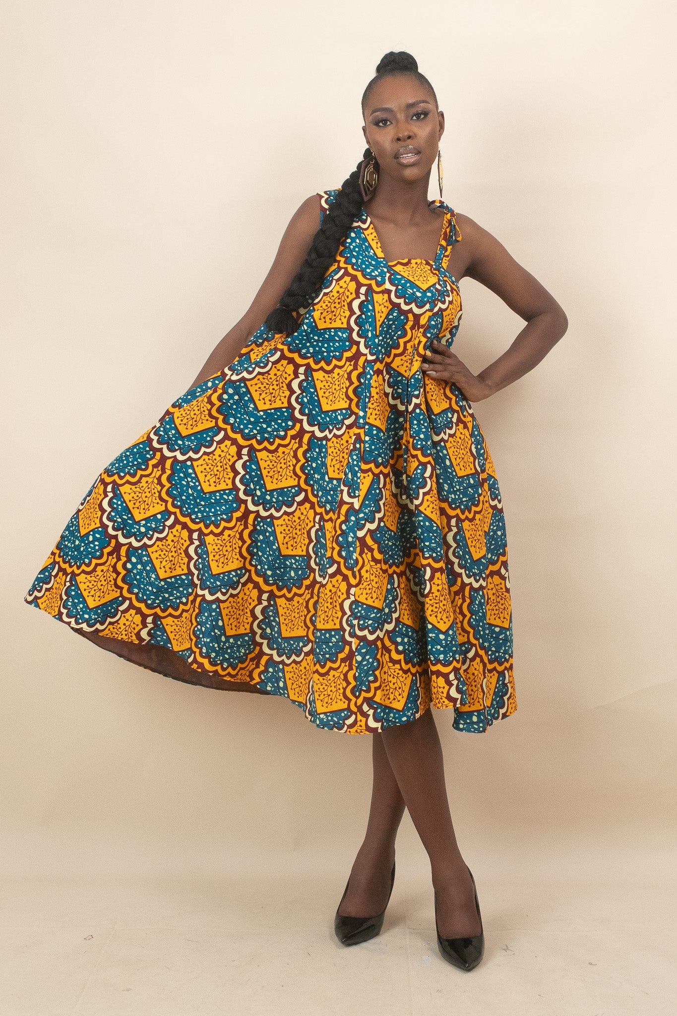 EREBI African Print Ankara One Shoulder Dress
