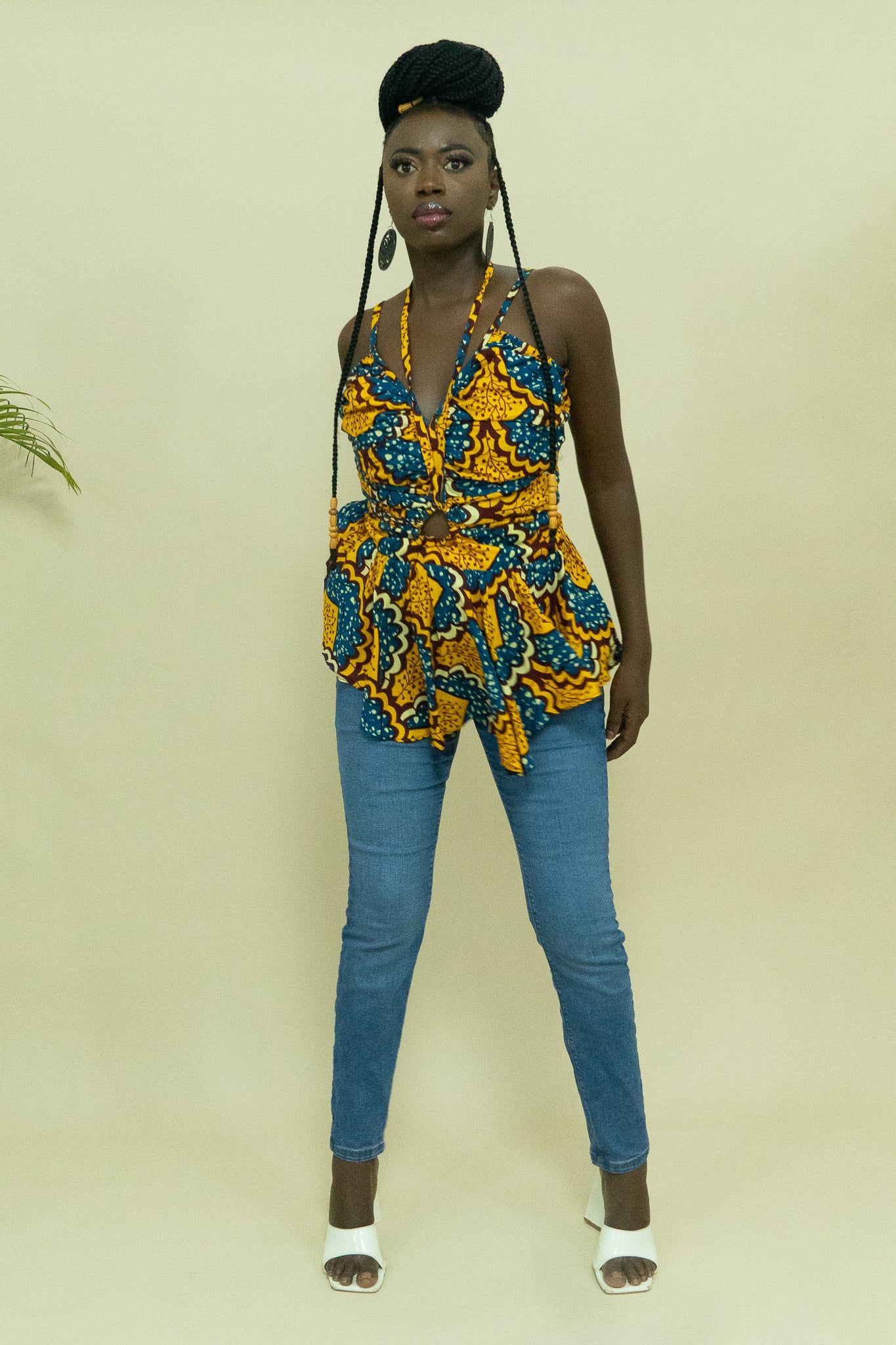 EREBI African Print Ankara Peplum Top