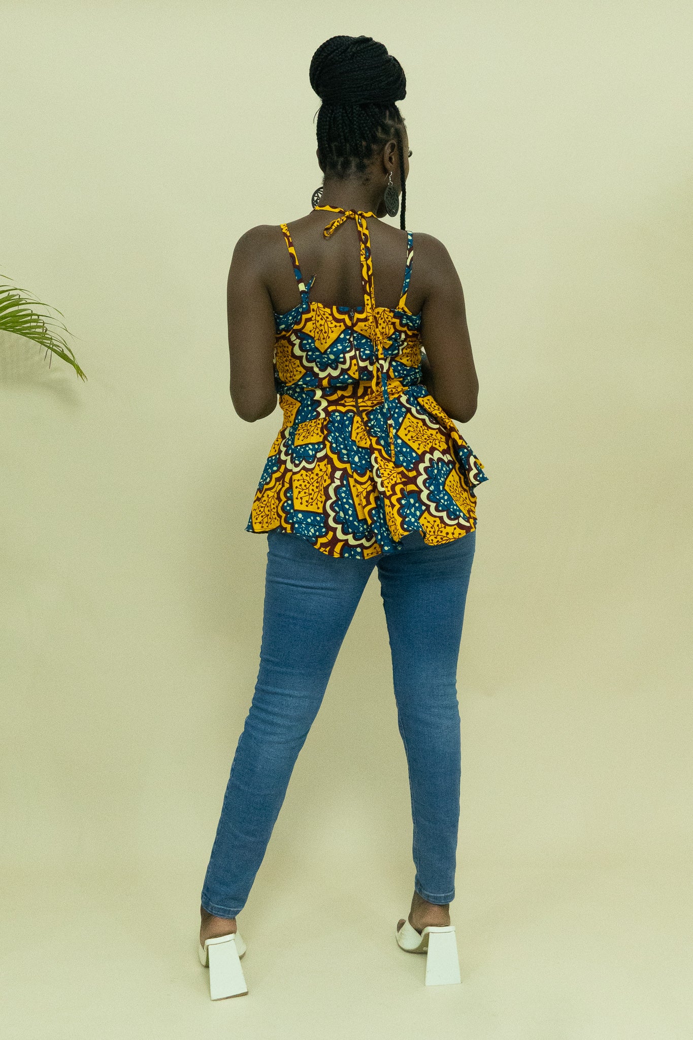 EREBI African Print Ankara Peplum Top