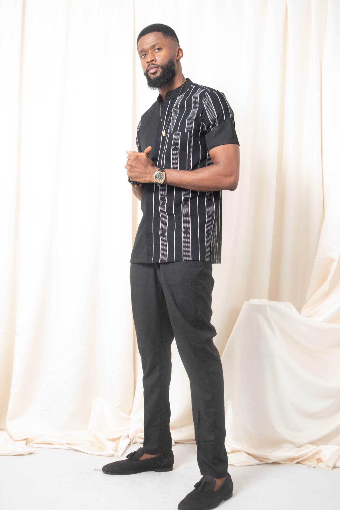 IDIR African Print Shirt | Black, White