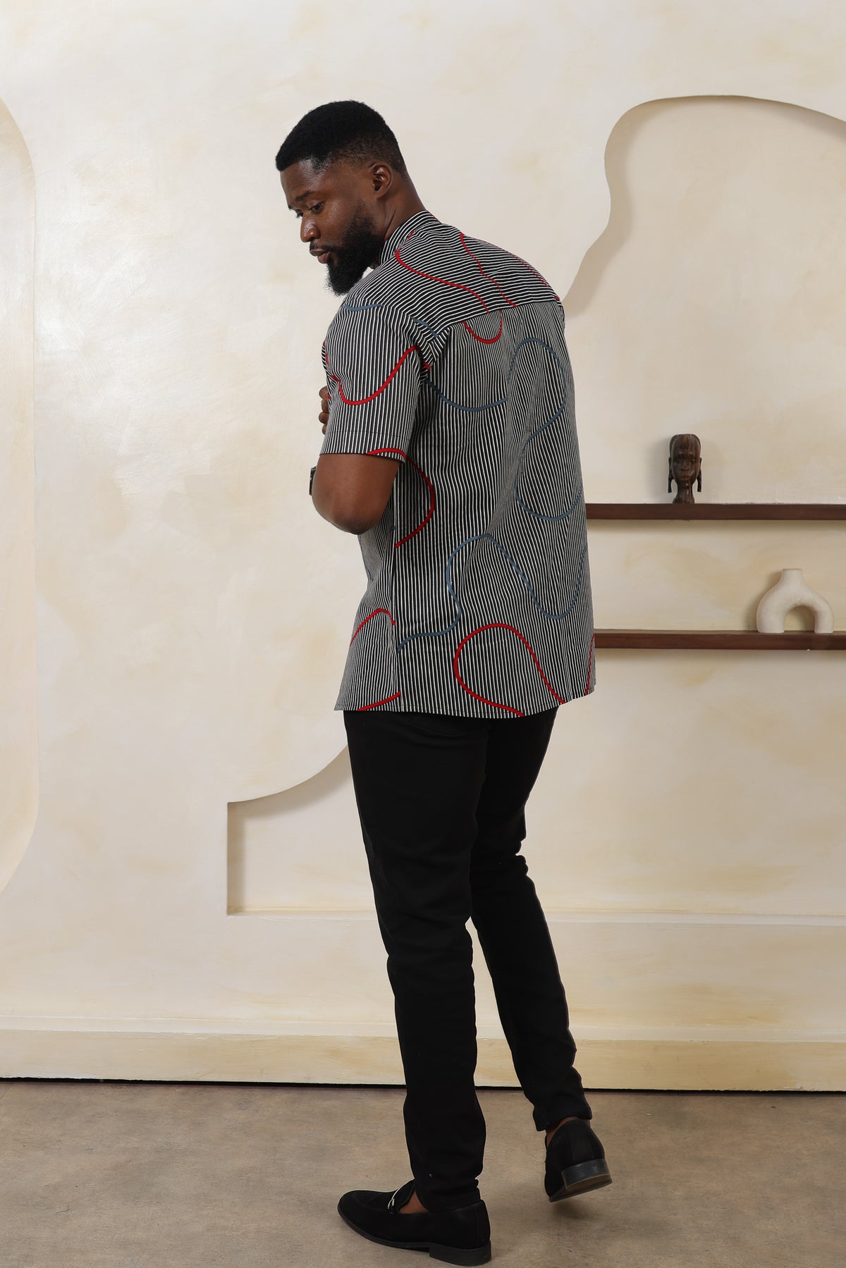 ILA Stripe Grandad Collar Shirt - Men
