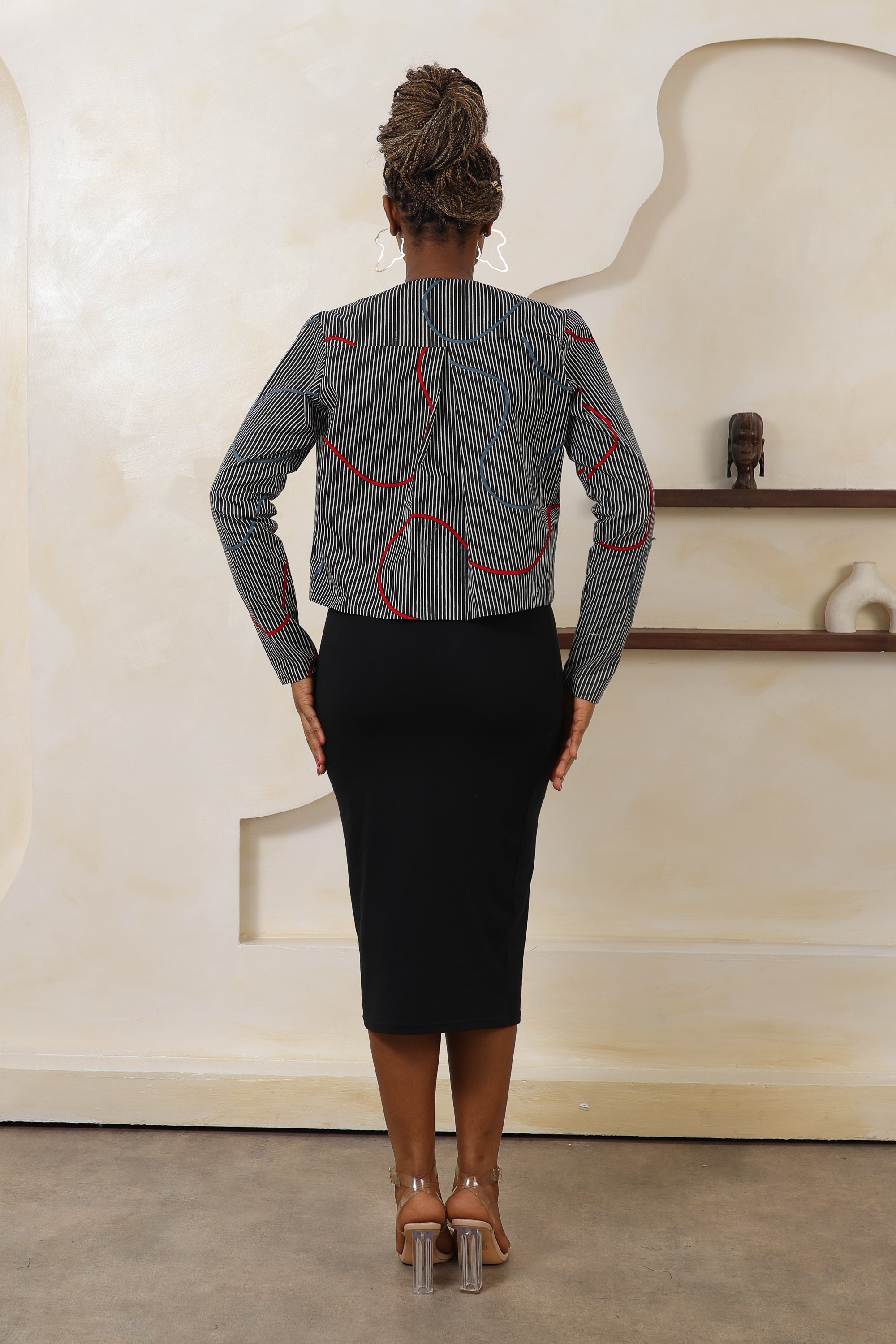 ILA Stripe Collarless Cropped Jacket - Women