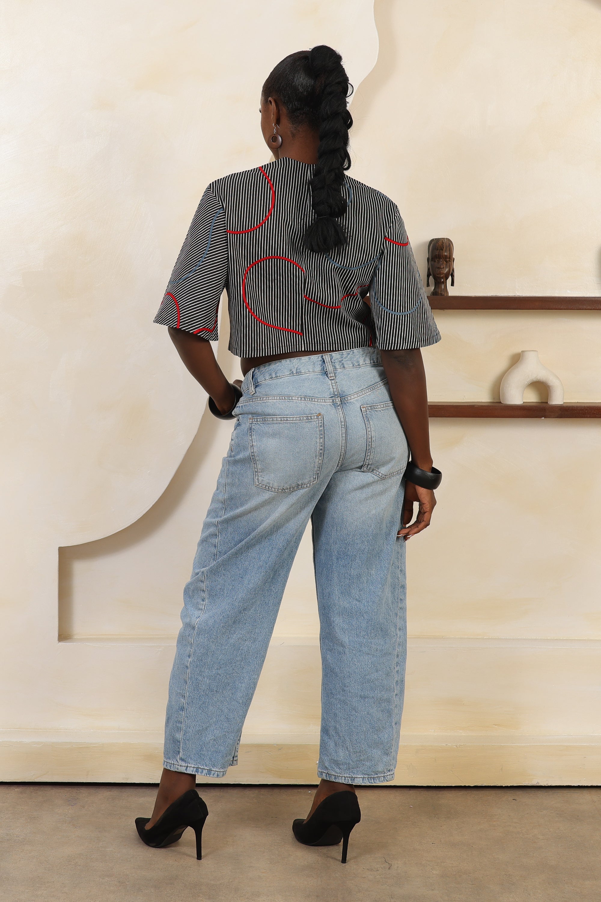 ILA Stripe Flared Sleeve Cropped Shirt - Women